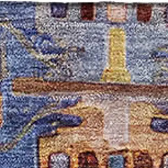 Denim Blue And Merlot Medallion Washable Area Rug With UV Protection Photo 3