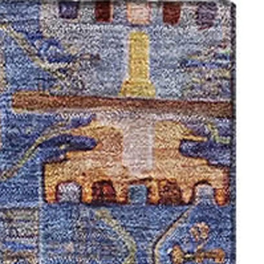 Denim Blue And Merlot Medallion Washable Area Rug With UV Protection Photo 3