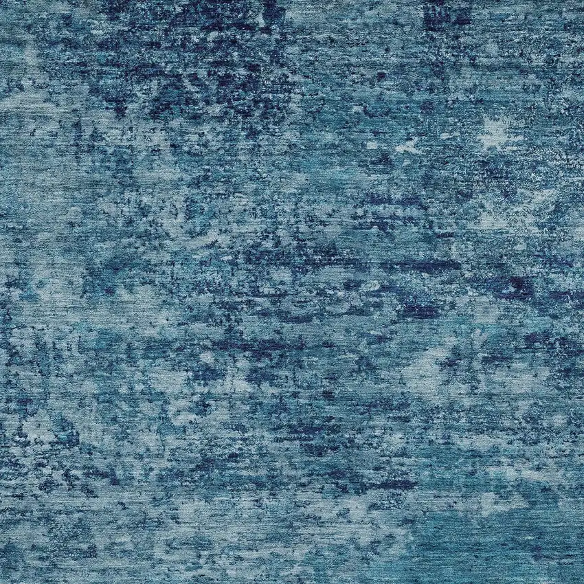 Denim Blue And Navy Blue Abstract Washable Indoor Outdoor Area Rug Photo 5