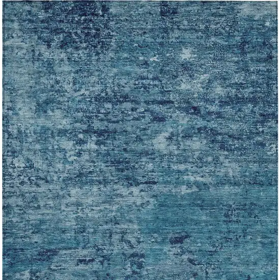 Denim Blue And Navy Blue Abstract Washable Indoor Outdoor Area Rug Photo 6