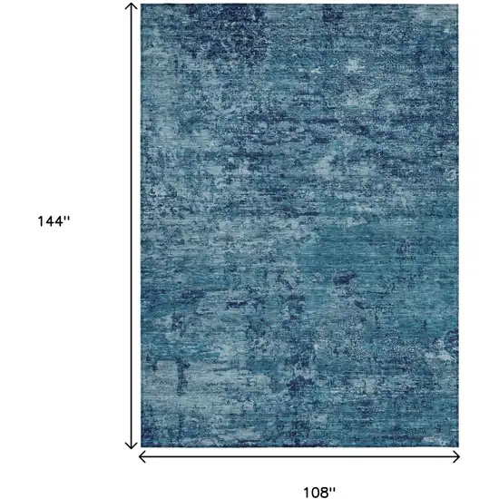 Denim Blue And Navy Blue Abstract Washable Indoor Outdoor Area Rug Photo 8
