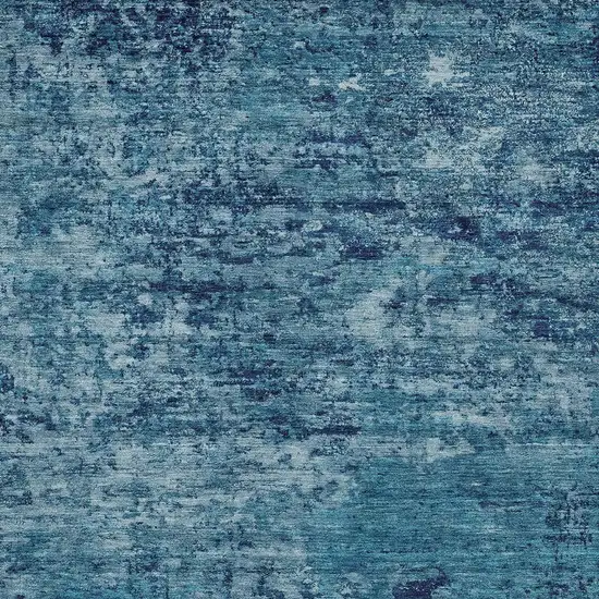 Denim Blue And Navy Blue Abstract Washable Indoor Outdoor Area Rug Photo 5