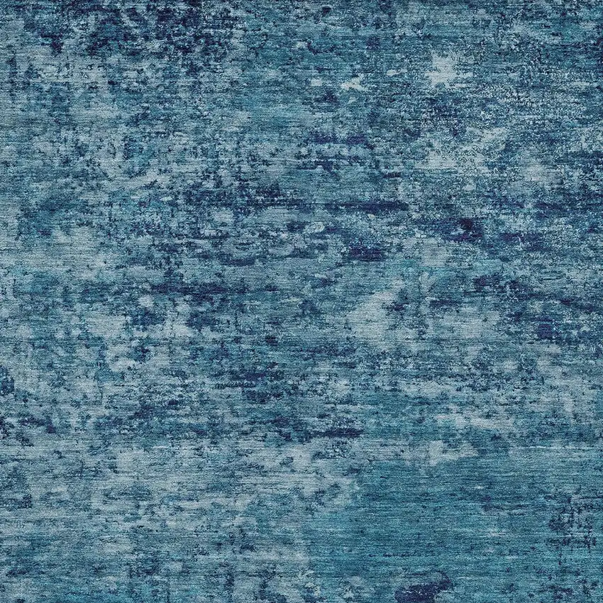 Denim Blue And Navy Blue Abstract Washable Indoor Outdoor Area Rug Photo 5
