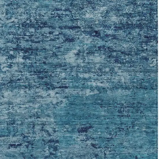 Denim Blue And Navy Blue Abstract Washable Indoor Outdoor Area Rug Photo 5
