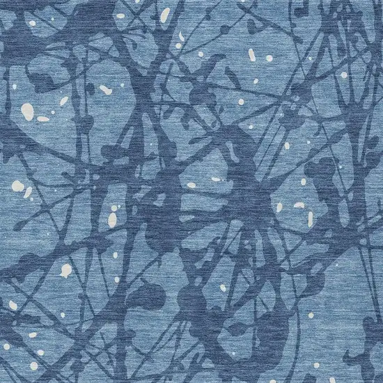 Denim Blue And Navy Blue Abstract Washable Indoor Outdoor Area Rug Photo 2