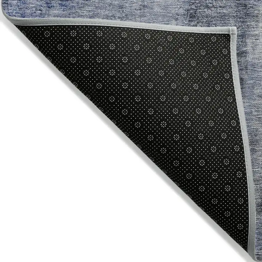 Denim Blue And Navy Blue Abstract Washable Indoor Outdoor Area Rug Photo 4