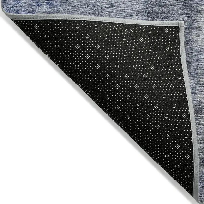 Denim Blue And Navy Blue Abstract Washable Indoor Outdoor Area Rug Photo 4