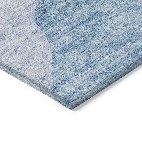 Denim Blue And Navy Blue Abstract Washable Indoor Outdoor Area Rug Photo 4
