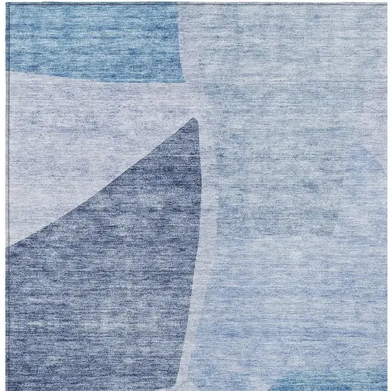 Denim Blue And Navy Blue Abstract Washable Indoor Outdoor Area Rug Photo 7