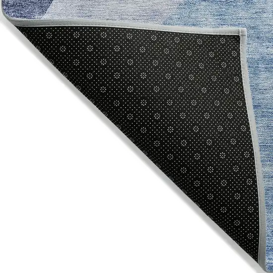 Denim Blue And Navy Blue Abstract Washable Indoor Outdoor Area Rug Photo 5