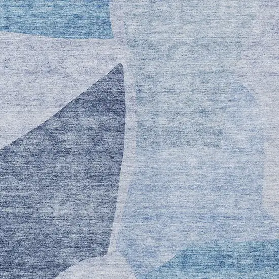 Denim Blue And Navy Blue Abstract Washable Indoor Outdoor Area Rug Photo 6
