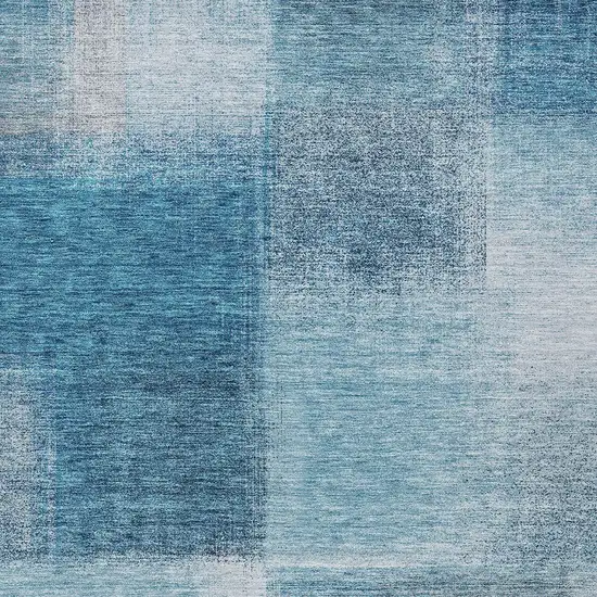Denim Blue And Navy Blue Abstract Washable Indoor Outdoor Area Rug Photo 4