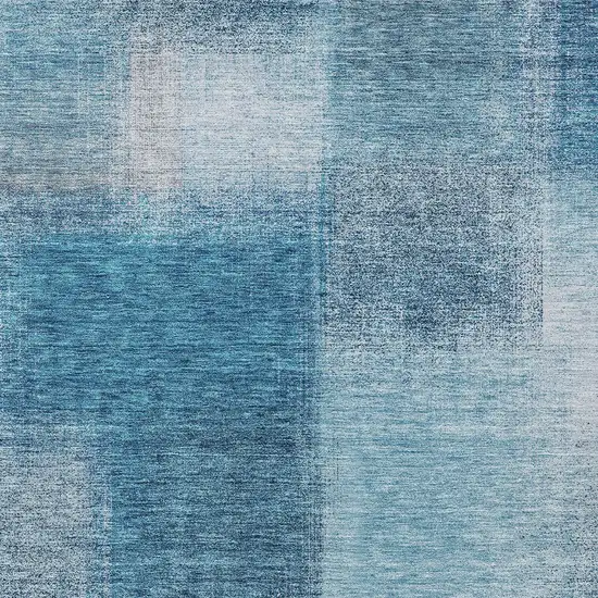 Denim Blue And Navy Blue Abstract Washable Indoor Outdoor Area Rug Photo 4