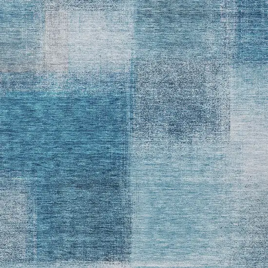 Denim Blue And Navy Blue Abstract Washable Indoor Outdoor Area Rug Photo 5