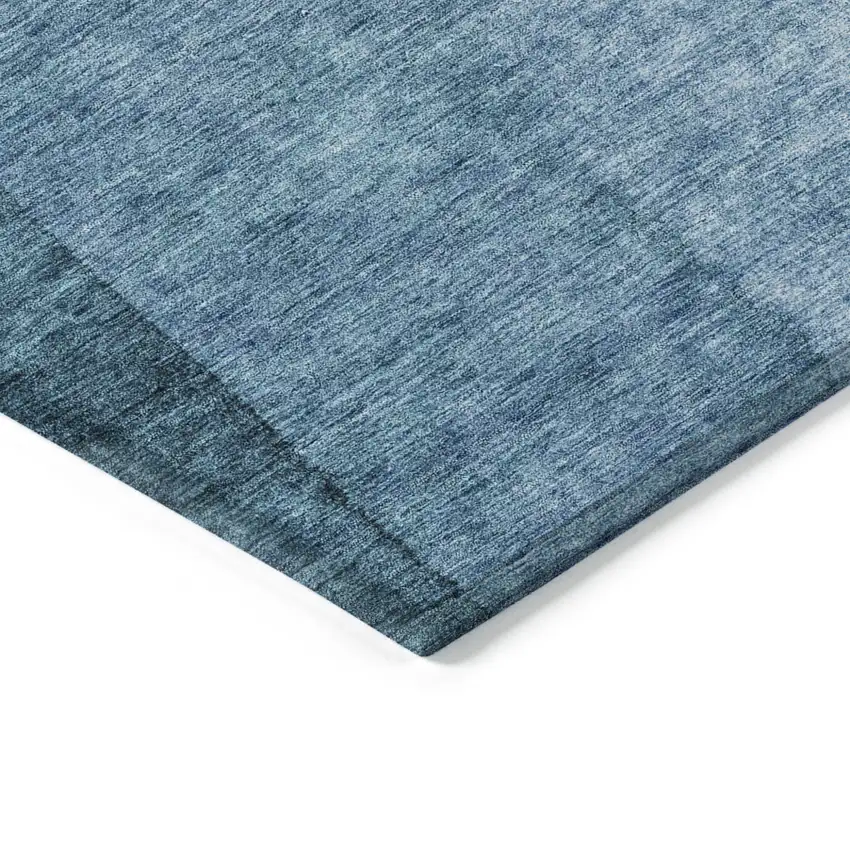 Denim Blue And Navy Blue Ombre Washable Indoor Outdoor Area Rug Photo 4