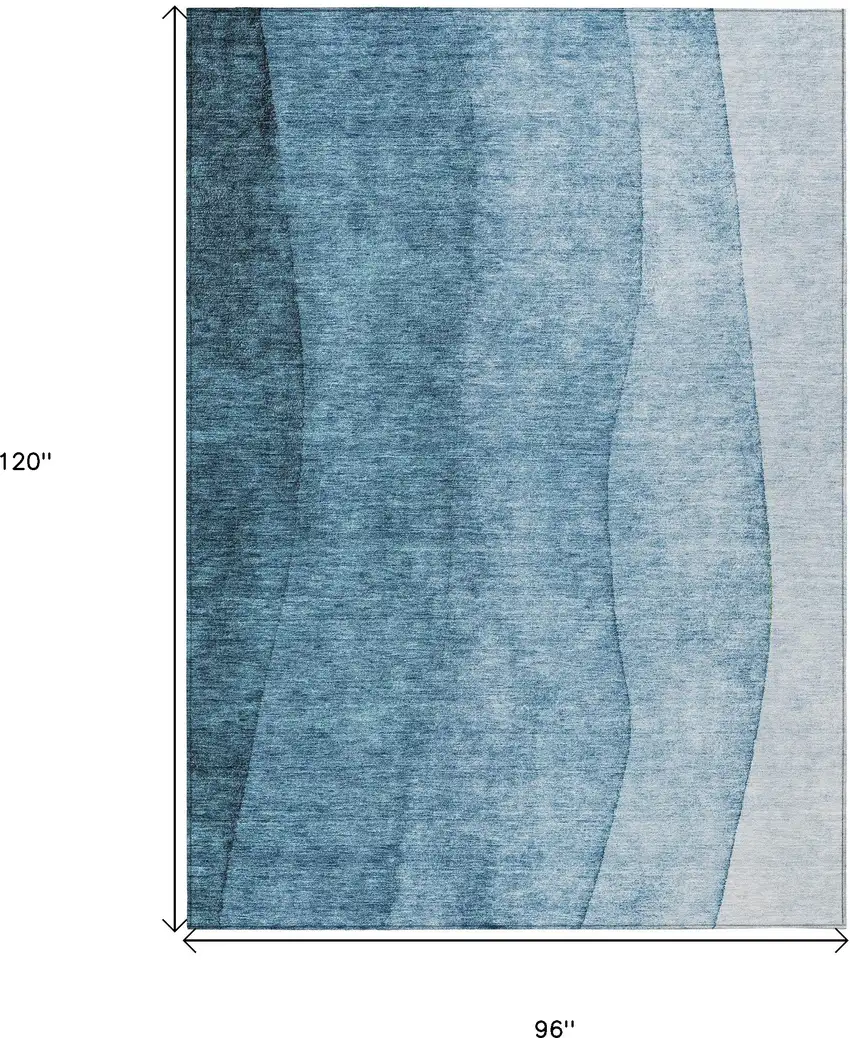 Denim Blue And Navy Blue Ombre Washable Indoor Outdoor Area Rug Photo 9