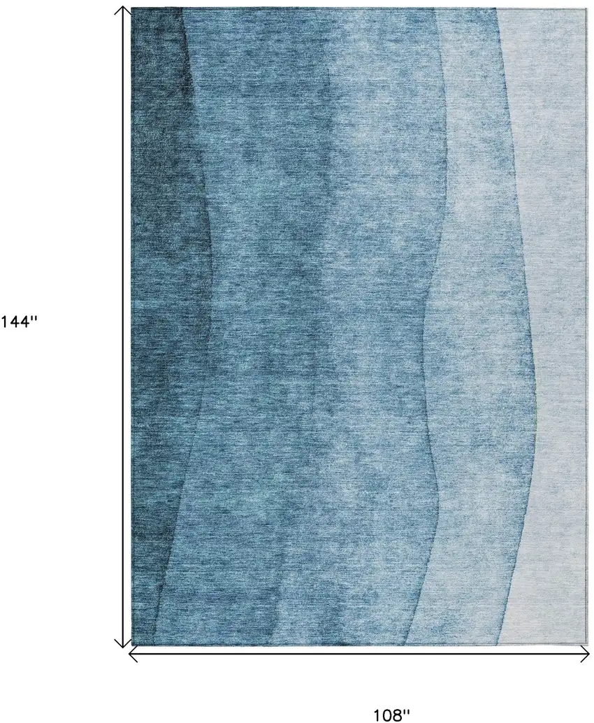 Denim Blue And Navy Blue Ombre Washable Indoor Outdoor Area Rug Photo 9