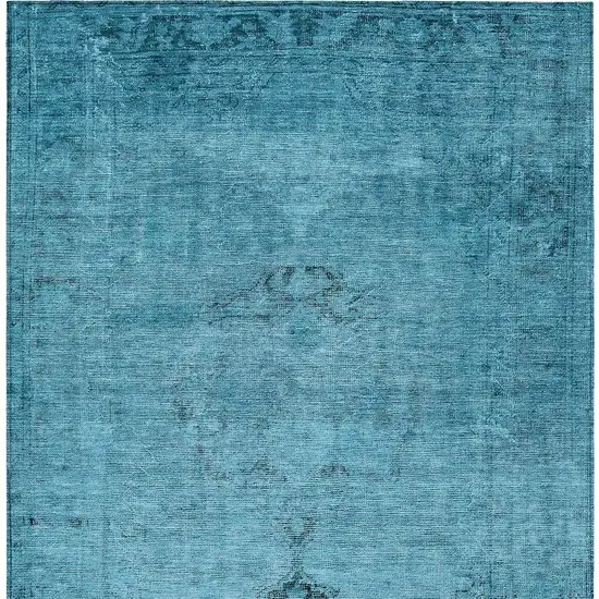 Denim Blue And Navy Blue Oriental Washable Indoor Outdoor Area Rug Photo 5
