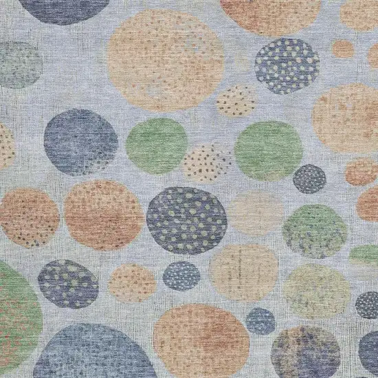 Denim Blue And Peach Geometric Washable Indoor Outdoor Area Rug Photo 3