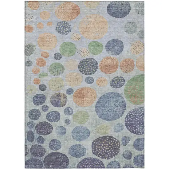 Denim Blue And Peach Geometric Washable Indoor Outdoor Area Rug Photo 8