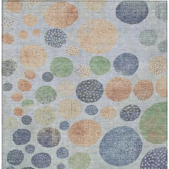 Denim Blue And Peach Geometric Washable Indoor Outdoor Area Rug Photo 9