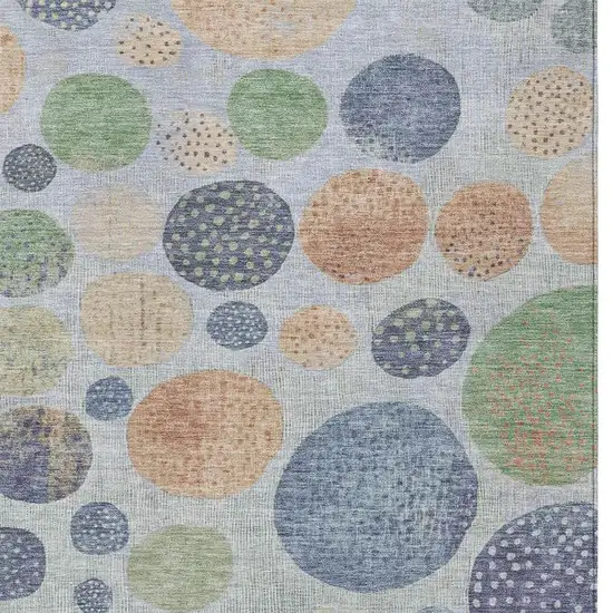 Denim Blue And Peach Geometric Washable Indoor Outdoor Area Rug Photo 3