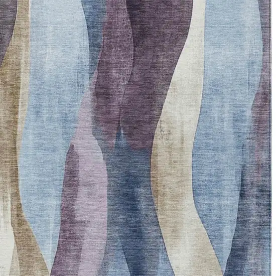 Denim Blue And Purple Abstract Washable Indoor Outdoor Area Rug Photo 9