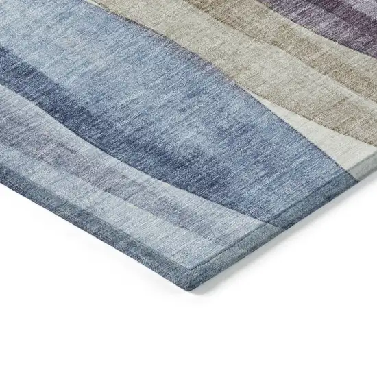 Denim Blue And Purple Abstract Washable Indoor Outdoor Area Rug Photo 8