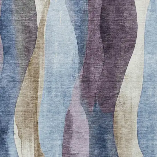 Denim Blue And Purple Abstract Washable Indoor Outdoor Area Rug Photo 9