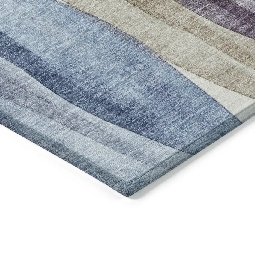 Denim Blue And Purple Abstract Washable Indoor Outdoor Area Rug Photo 8