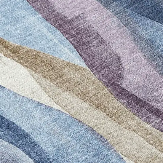 Denim Blue And Purple Abstract Washable Indoor Outdoor Area Rug Photo 7