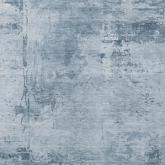 Denim Blue And Silver Abstract Washable Indoor Outdoor Area Rug Photo 5