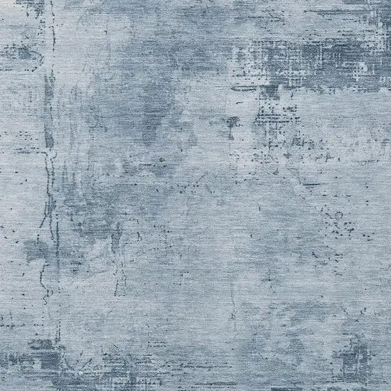 Denim Blue And Silver Abstract Washable Indoor Outdoor Area Rug Photo 5