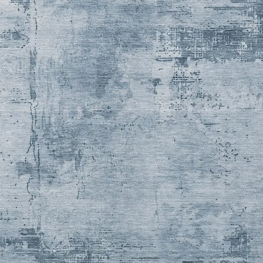 Denim Blue And Silver Abstract Washable Indoor Outdoor Area Rug Photo 5