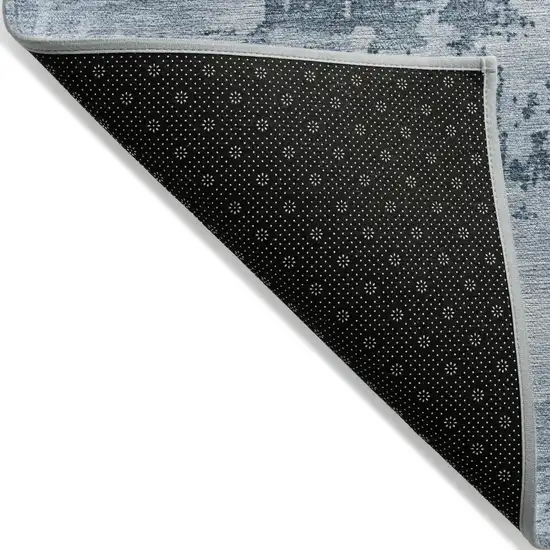 Denim Blue And Silver Abstract Washable Indoor Outdoor Area Rug Photo 3