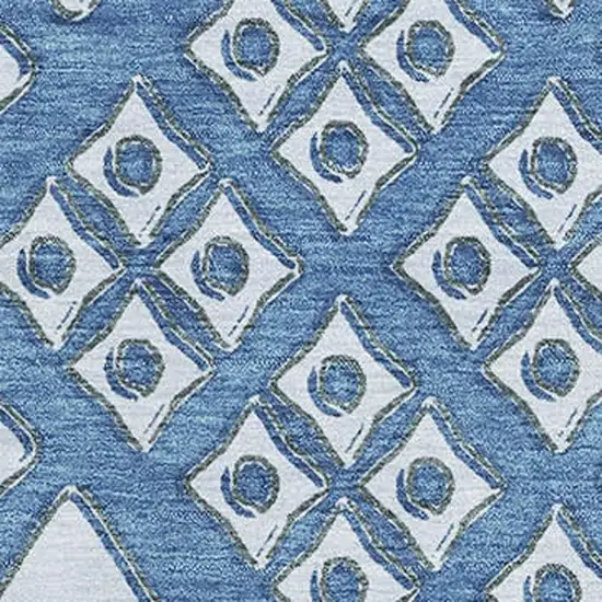 Denim Blue And Silver Geometric Washable Area Rug With UV Protection Photo 4