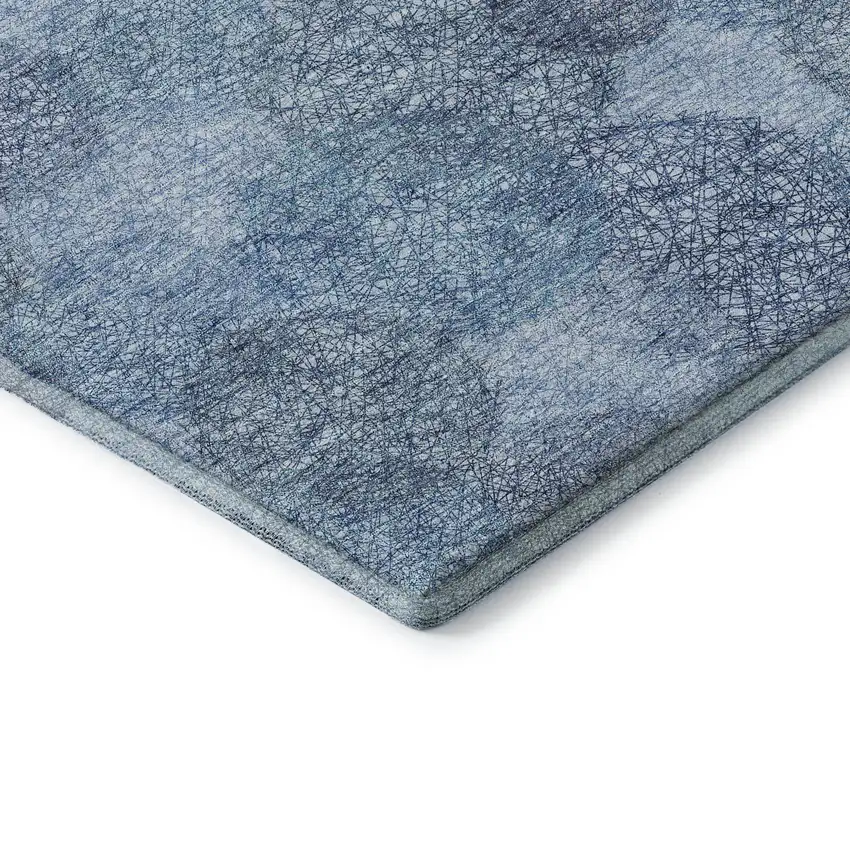 Denim Blue And Sky Blue Abstract Washable Area Rug With UV Protection Photo 6