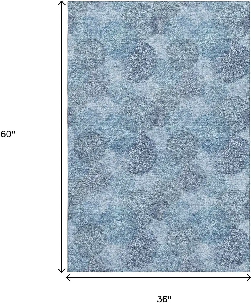Denim Blue And Sky Blue Abstract Washable Area Rug With UV Protection Photo 9