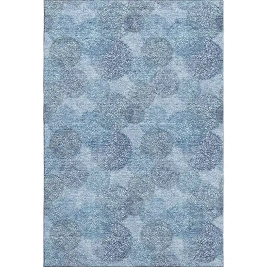 Denim Blue And Sky Blue Abstract Washable Area Rug With UV Protection Photo 1