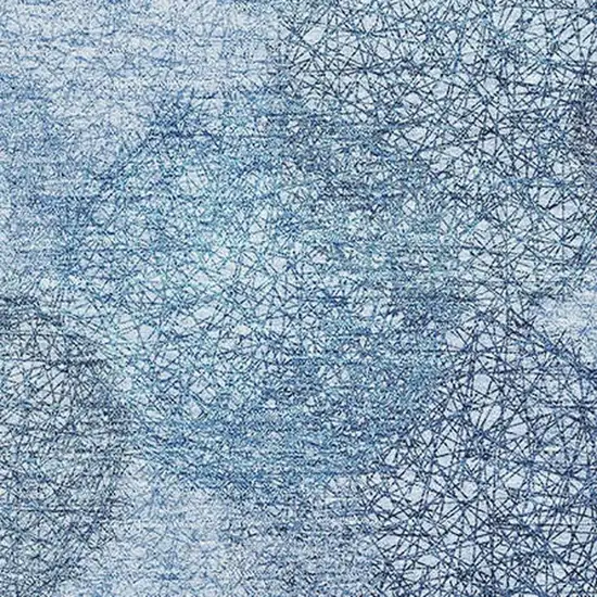 Denim Blue And Sky Blue Abstract Washable Area Rug With UV Protection Photo 2