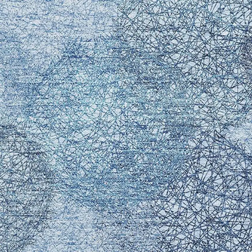 Denim Blue And Sky Blue Abstract Washable Area Rug With UV Protection Photo 2