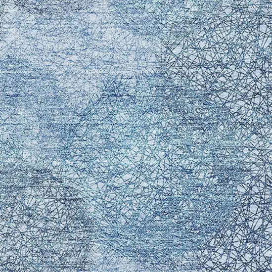Denim Blue And Sky Blue Abstract Washable Area Rug With UV Protection Photo 2
