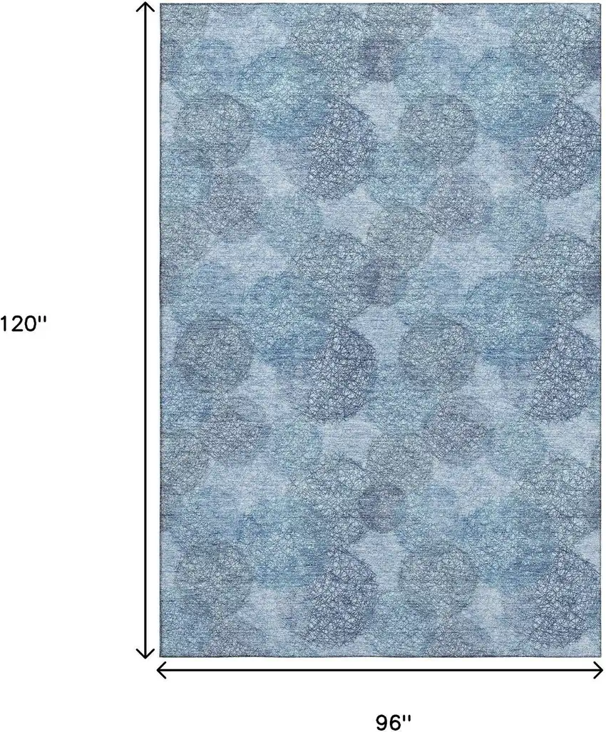 Denim Blue And Sky Blue Abstract Washable Area Rug With UV Protection Photo 8