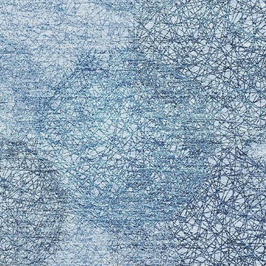 Denim Blue And Sky Blue Abstract Washable Area Rug With UV Protection Photo 2