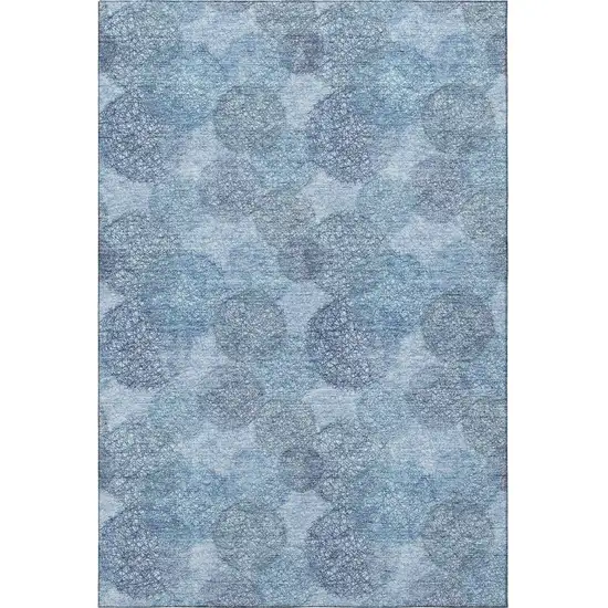 Denim Blue And Sky Blue Abstract Washable Area Rug With UV Protection Photo 3