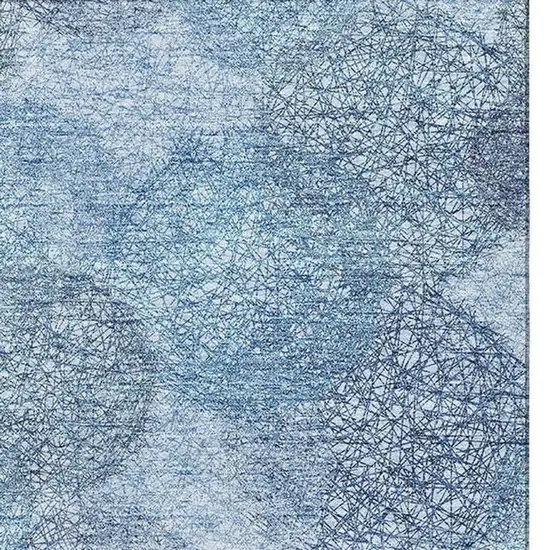 Denim Blue And Sky Blue Abstract Washable Area Rug With UV Protection Photo 2