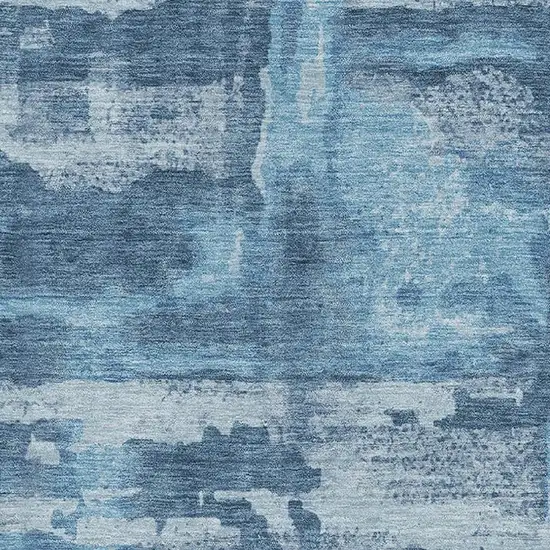 Denim Blue And Sky Blue Abstract Washable Area Rug With UV Protection Photo 3