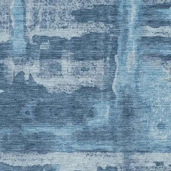Denim Blue And Sky Blue Abstract Washable Area Rug With UV Protection Photo 3