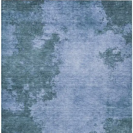 Denim Blue And Sky Blue Abstract Washable Indoor Outdoor Area Rug Photo 4