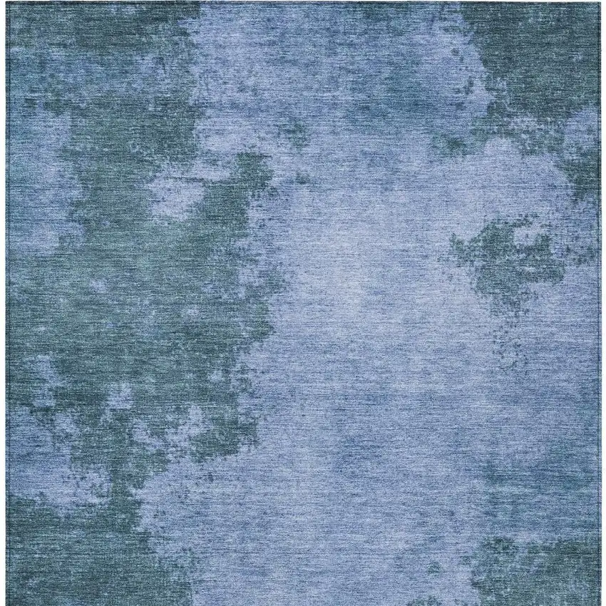 Denim Blue And Sky Blue Abstract Washable Indoor Outdoor Area Rug Photo 4